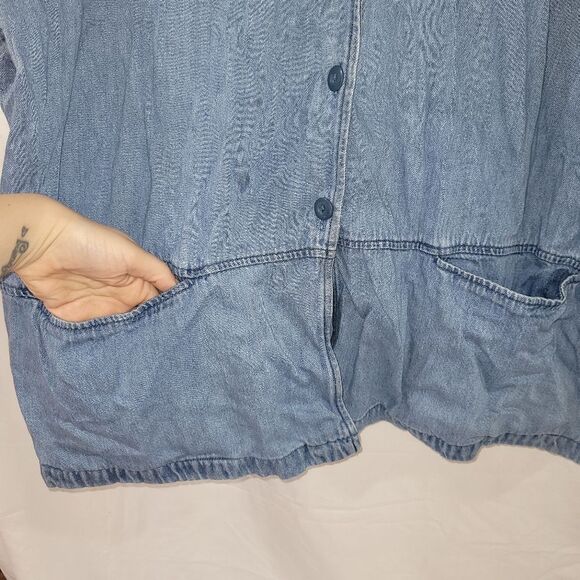 Style & co size 22w blue denim button up jean sweater jacket - Picture 2 of 7